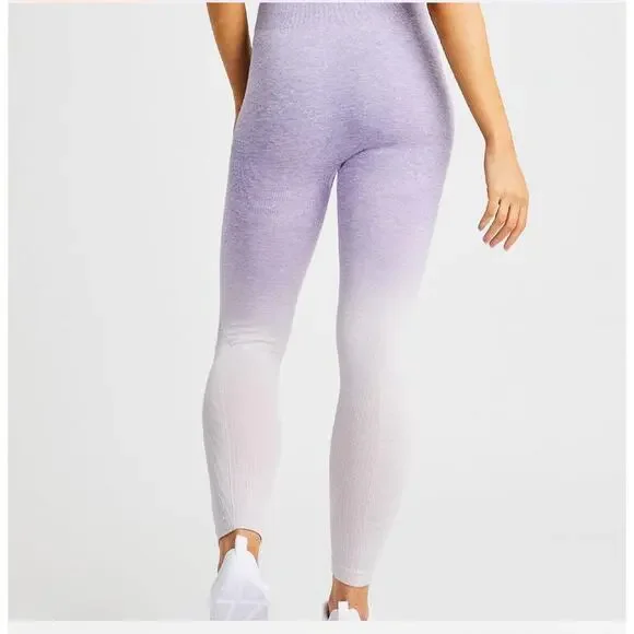 AYBL Pulse Seamless Purple Lilac Ombre Running Gym Workout Leggings Size Medium - Picture 4 of 12